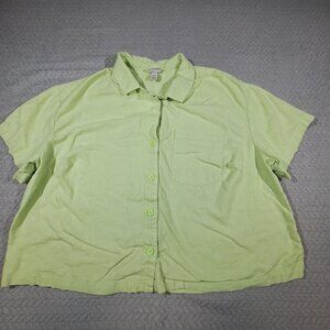 A New Day Lime Green Button-Up Cropped Top